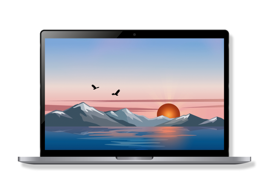 Mockup av et posterdesign av en solnedgang bak fjellene for Norgeseliten.