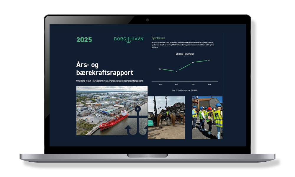 Mockup av årsrapport designet for Borg Havn.